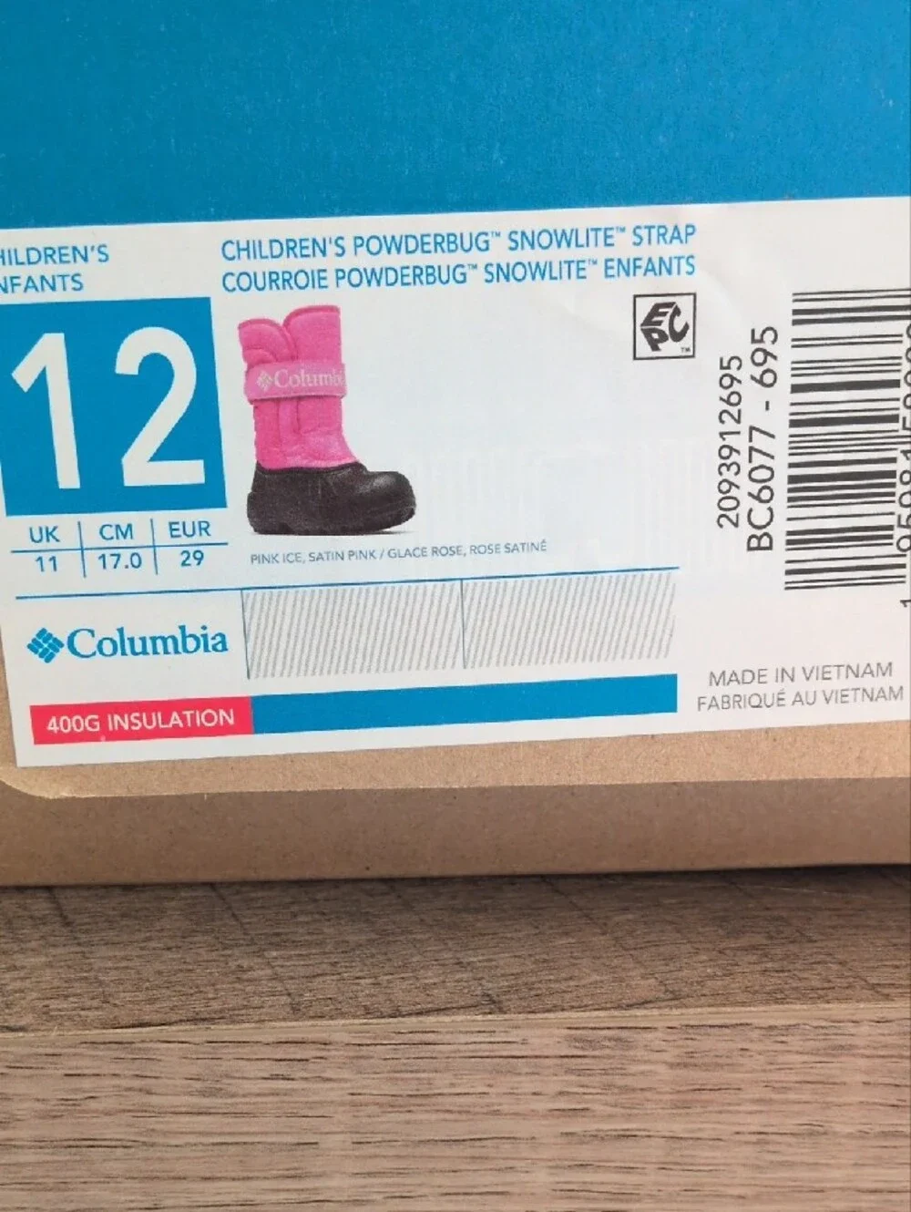 NWT Columbia Kids Hot Pink and Black Insulated Snow Boots